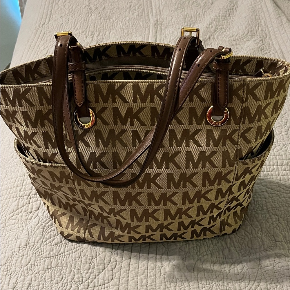 Michael Kors Tan and Brown Logo Tote